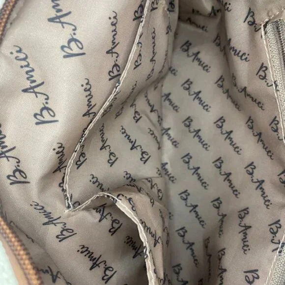 B Amici Amelia White Canvas & Tan Trimming Satchel Shoulder Bag - Picture 12 of 16